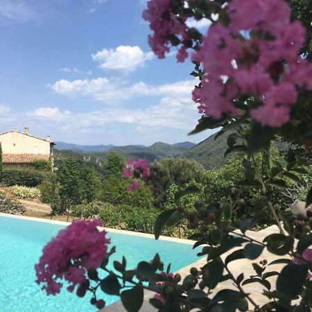 Gite En Cevennes Du Sud, Bergerie Restauree Au Rez De Jardin D'Une Bastide Avec Piscine, Vue Exceptionnelle, Authenticite Et Confort Saint-Laurent-le-Minier Bagian luar foto