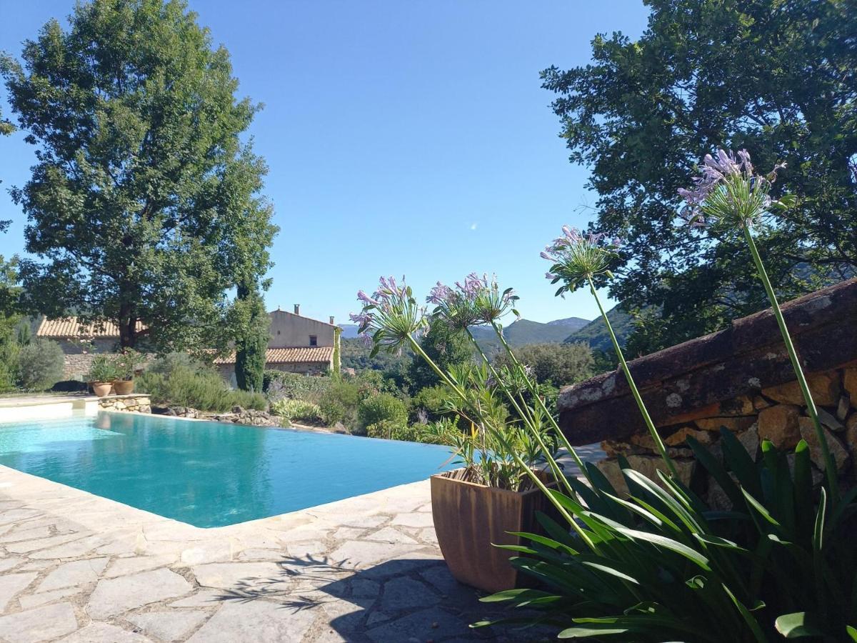 Gite En Cevennes Du Sud, Bergerie Restauree Au Rez De Jardin D'Une Bastide Avec Piscine, Vue Exceptionnelle, Authenticite Et Confort Saint-Laurent-le-Minier Bagian luar foto